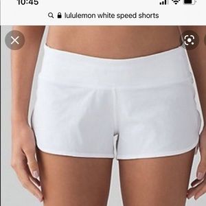White lululemon speed shorts size 4 in perfect condition